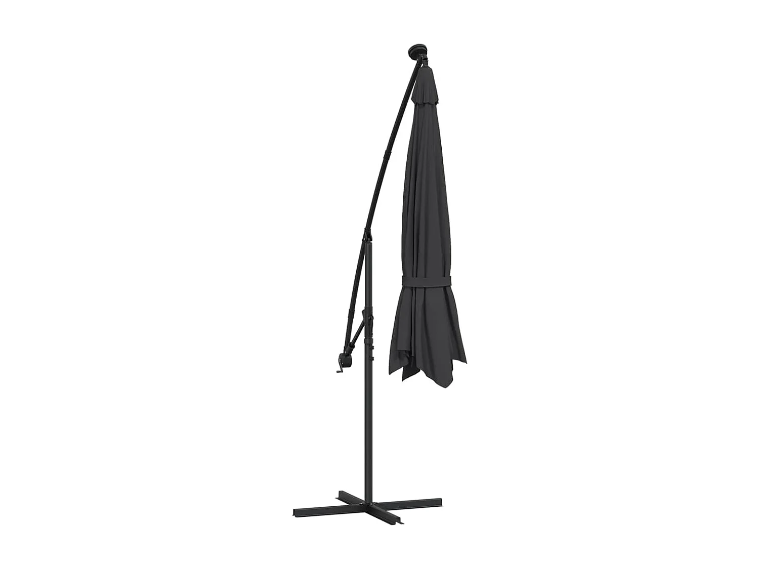 Carrickboy  Parasol de jardin en porte-à-faux avec lumières LED noir 350 cm