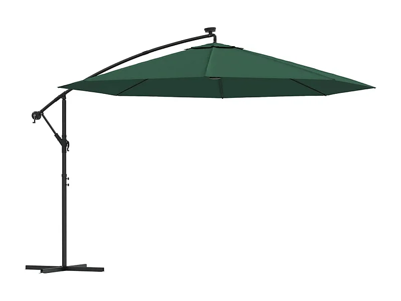 Carrickboy  Zweefparasol met LED-verlichting en metalen paal 350 cm groen