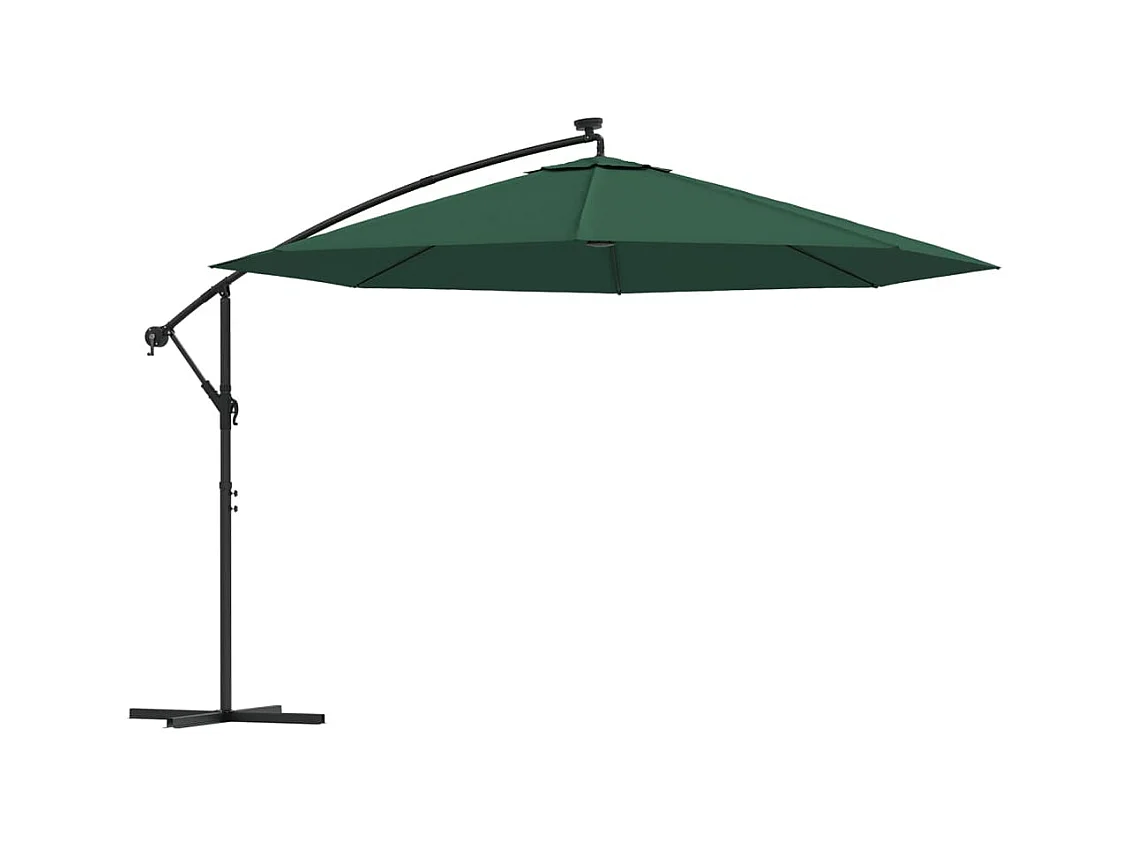 Carrickboy  Zweefparasol met LED-verlichting en metalen paal 350 cm groen