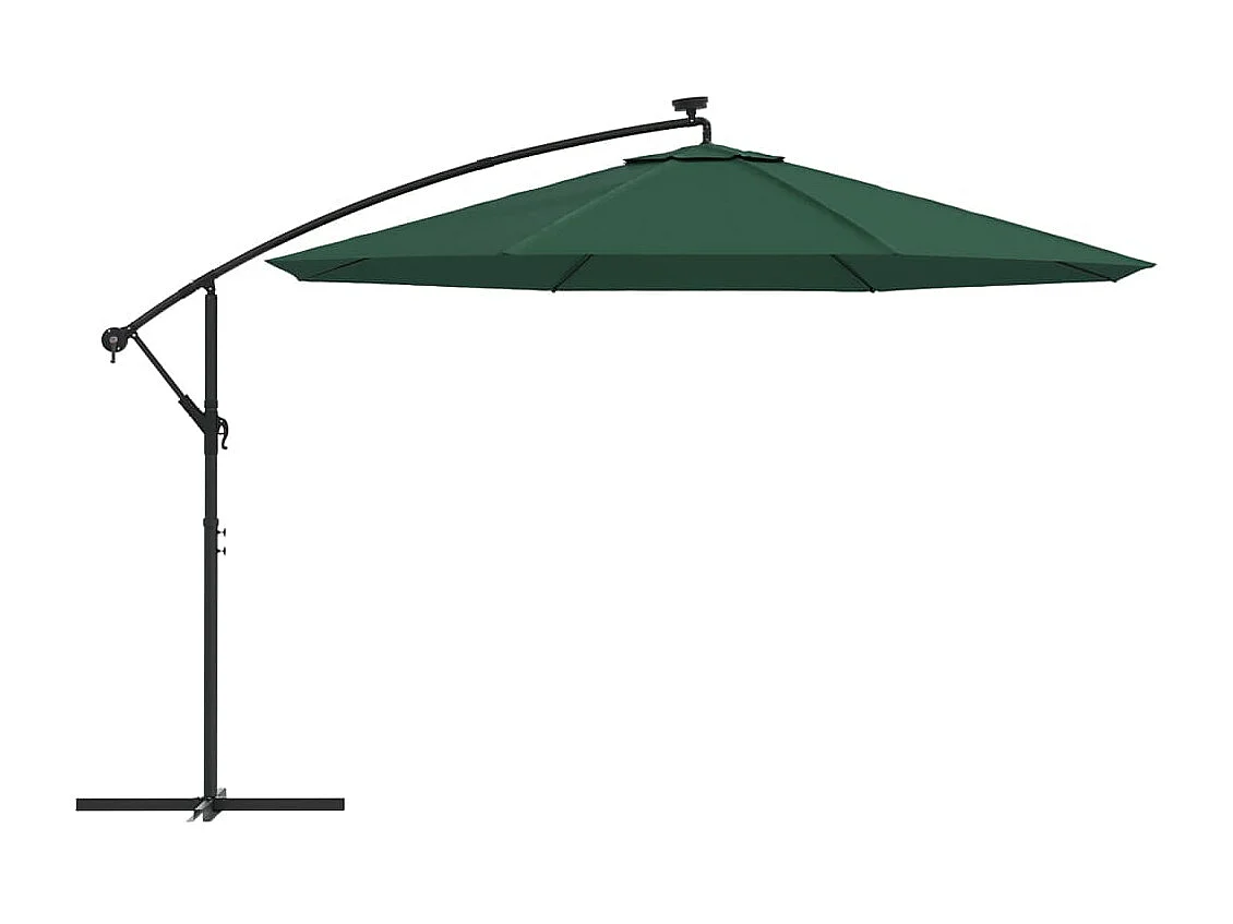 Carrickboy  Zweefparasol met LED-verlichting en metalen paal 350 cm groen