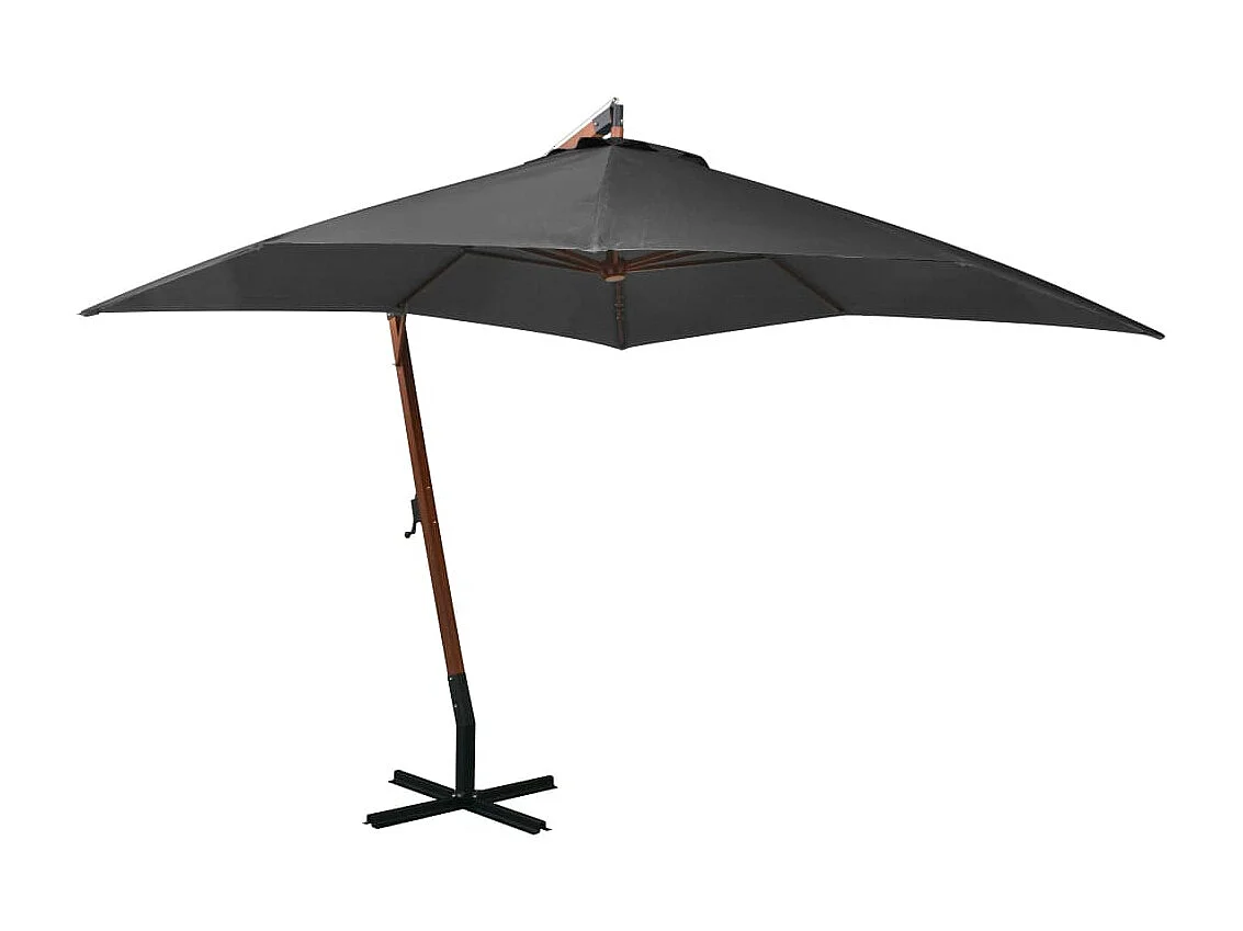 Gryndis  Parasol de jardin suspendu avec mât Anthracite bois de sapin