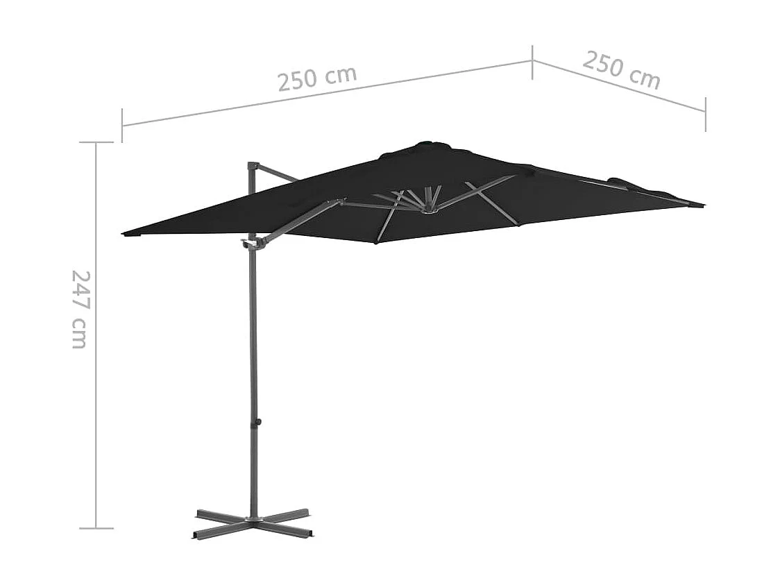 Forest Park  Parasol de jardin en porte-à-faux avec mât en acier noir