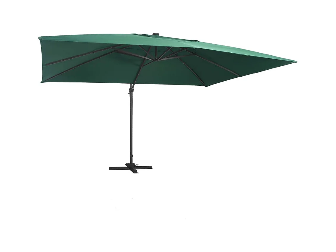 Ersan  Zweefparasol met LED en aluminium paal 400x300 cm groen