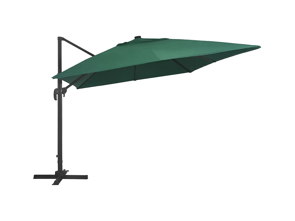 Ersan  Zweefparasol met LED en aluminium paal 400x300 cm groen