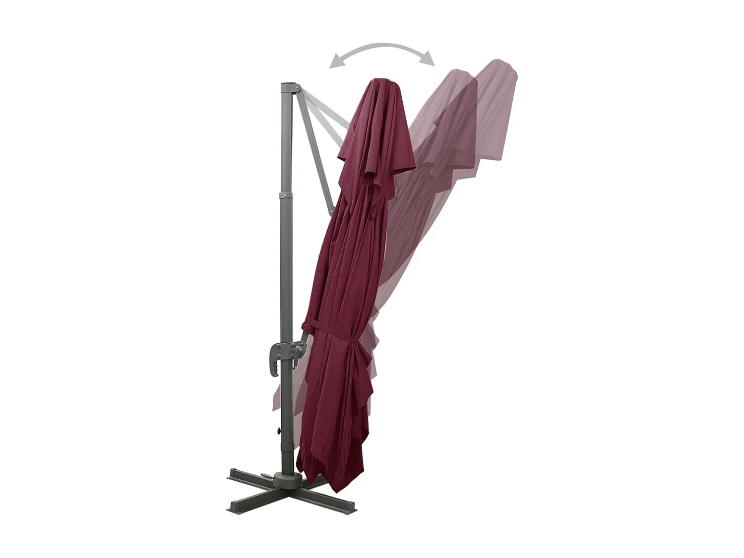 Zuienkerke  Zwevende parasol met dubbele bovenkant bordeauxrood 400x300 cm