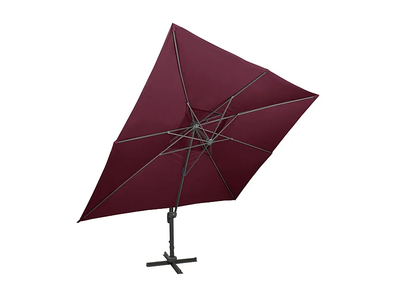 Zuienkerke  Parasol de jardin déporté avec double dessus Bordeaux Rouge 400 x 300 cm