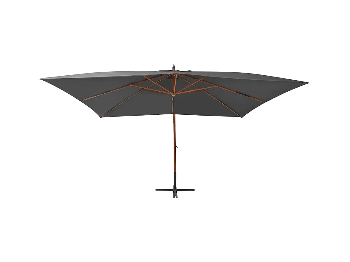Yukon  Parasol de jardin en porte-à-faux avec mât en bois anthracite