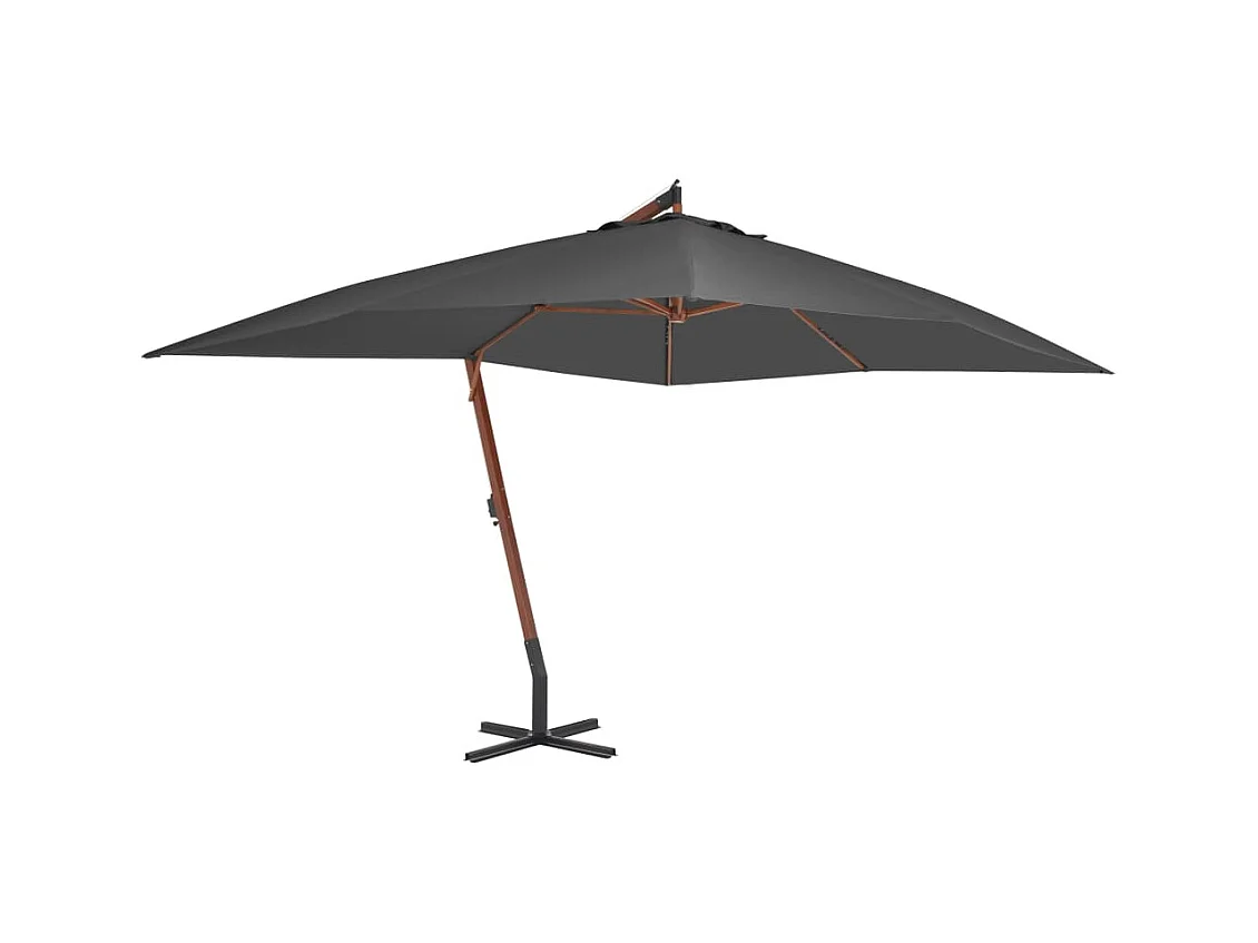 Yukon  Parasol de jardin en porte-à-faux avec mât en bois anthracite