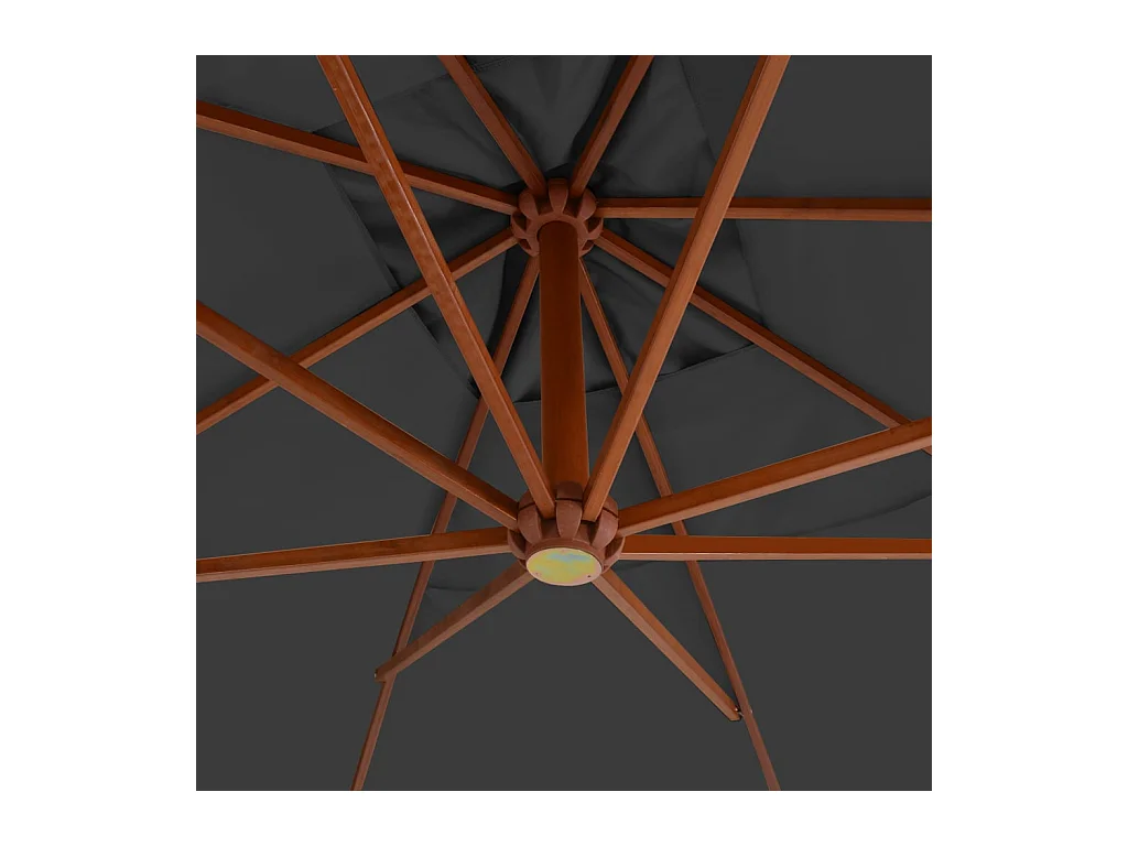 Yukon  Parasol de jardin en porte-à-faux avec mât en bois anthracite