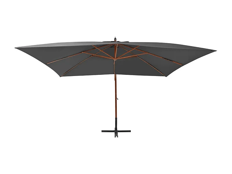 Yukon  Parasol de jardin en porte-à-faux avec mât en bois anthracite