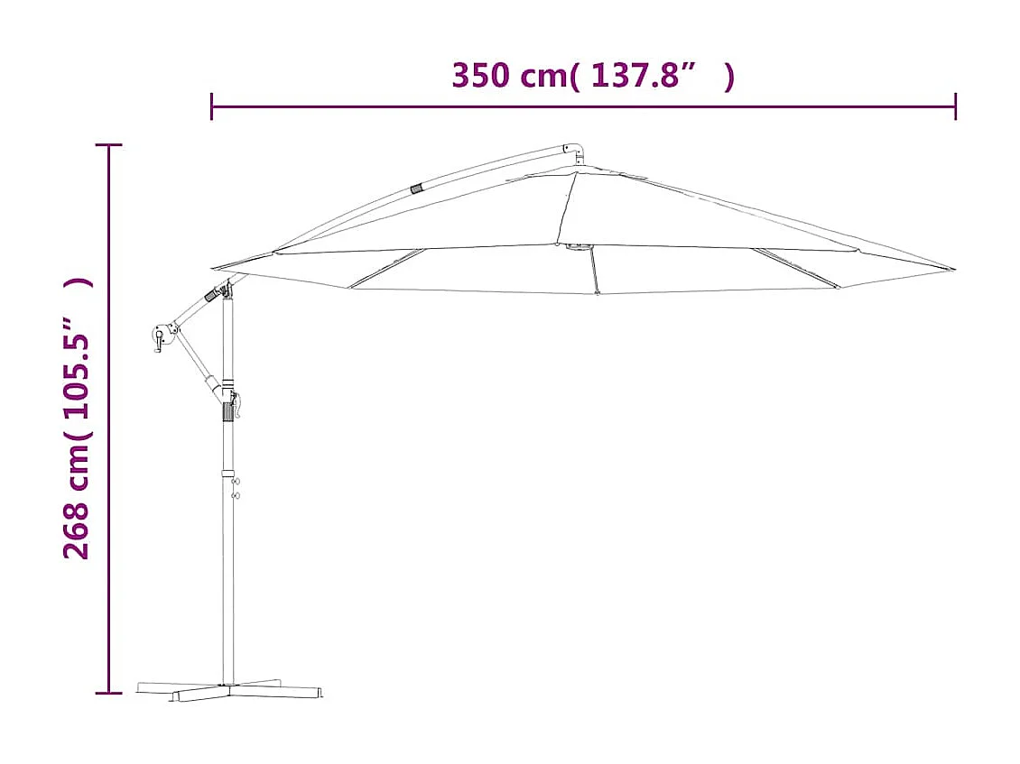 Jake Dean  Zweefparasol met aluminium paal 350 cm taupe
