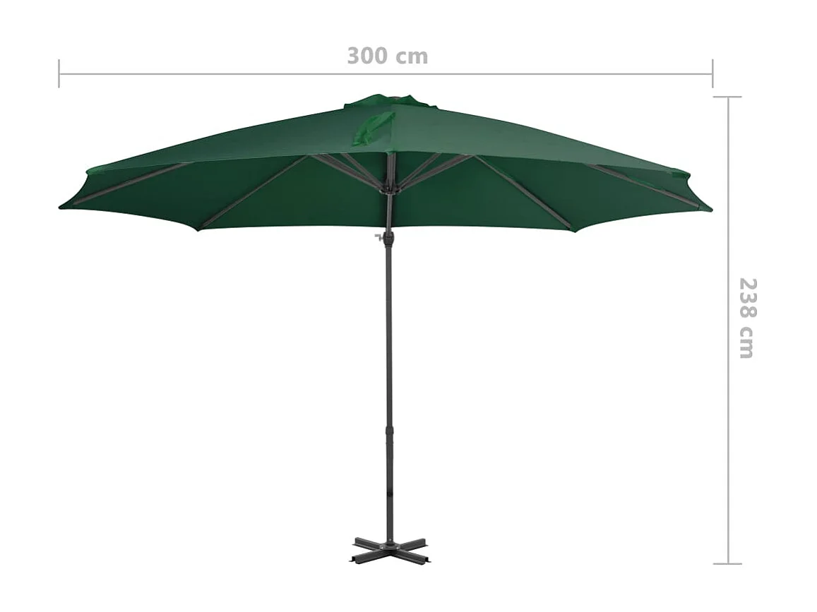 Liège  Parasol de jardin en porte-à-faux et poteau en aluminium vert