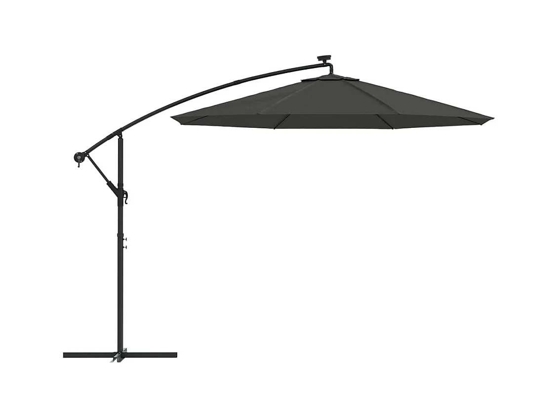 Carrickboy  Parasol de jardin en porte-à-faux et lumières LED mât en acier