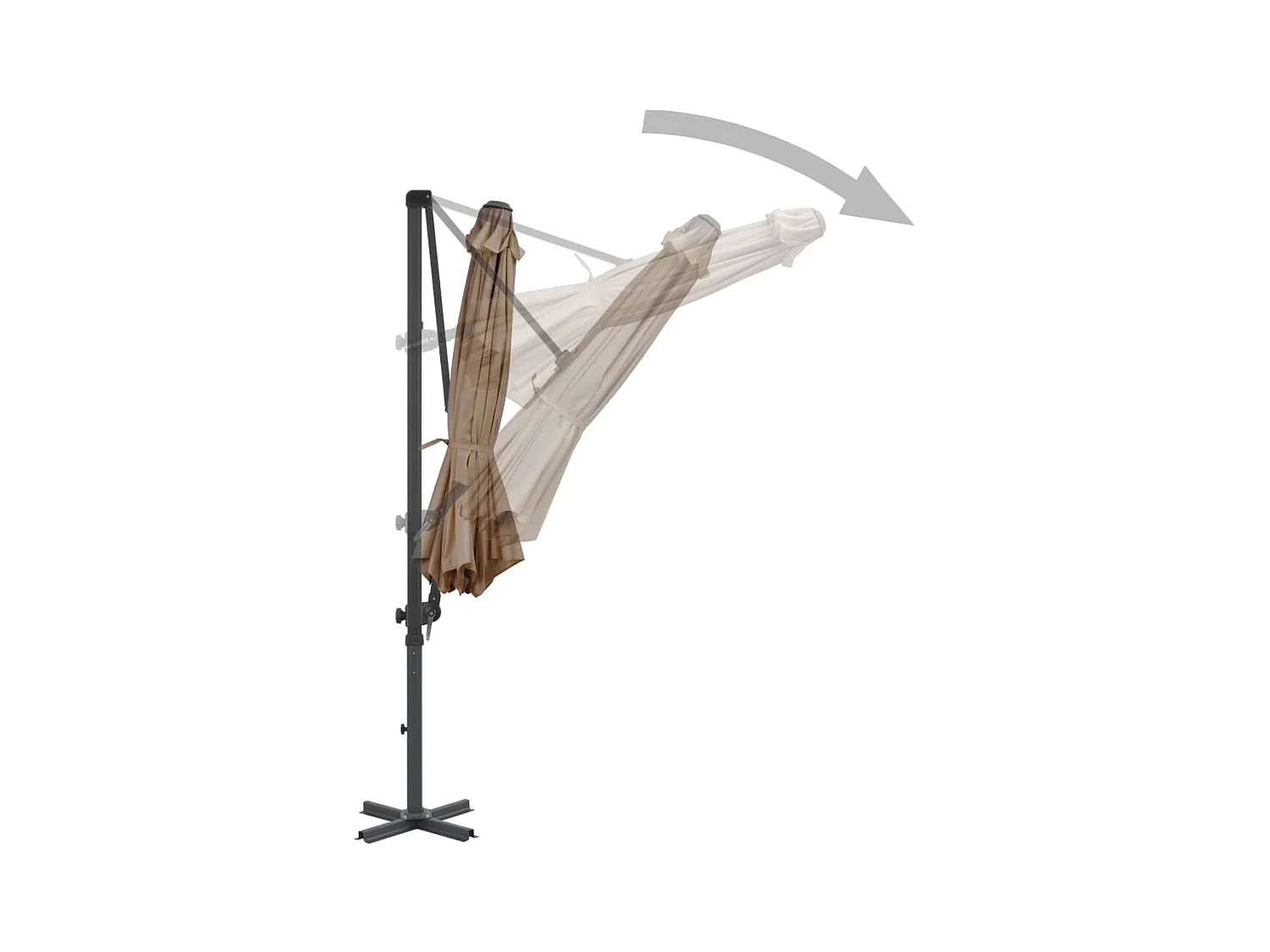 Liège  Parasol de jardin en porte-à-faux et poteau en aluminium taupe