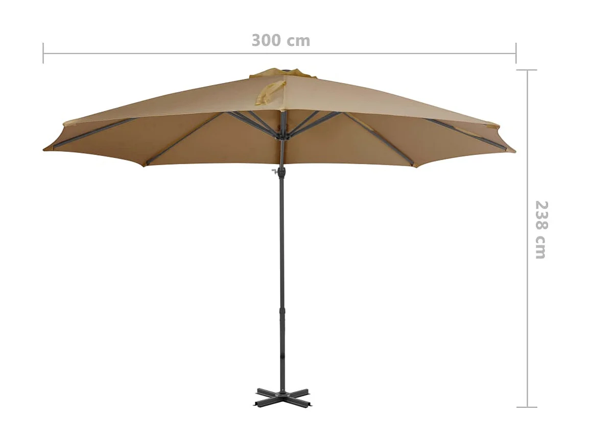 Liège  Sombrilla de jardín voladiza palo de aluminio taupe 300 cm