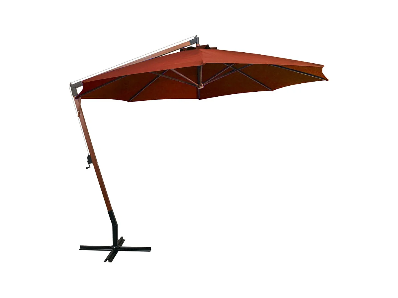 Gryndis  Parasol de jardin suspendu avec mât terre cuite bois de sapin