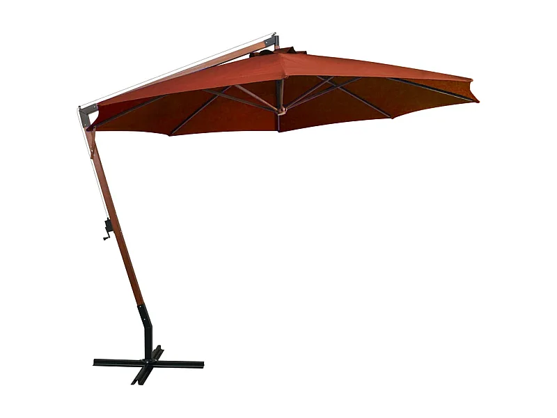 Gryndis  Zweefparasol met paal 3,5x2,9 m massief vurenhout terracotta