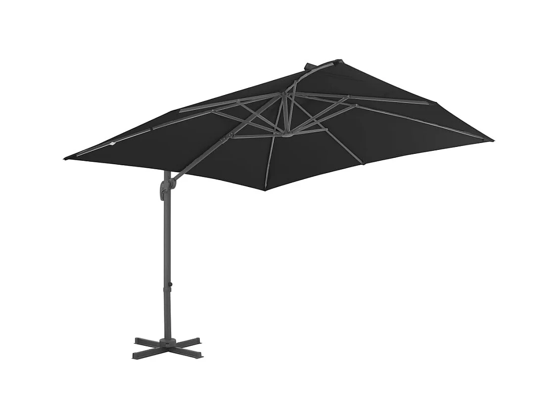 Church Point  Parasol de jardin en porte-à-faux avec mât en aluminium noir