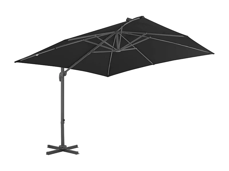 Church Point  Parasol de jardin en porte-à-faux avec mât en aluminium noir