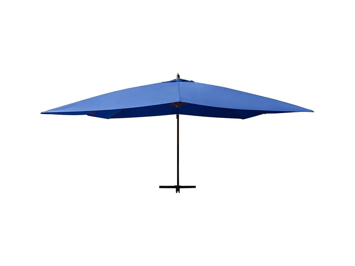Tjerka  Parasol de jardin en porte-à-faux avec mât en bois bleu azuré