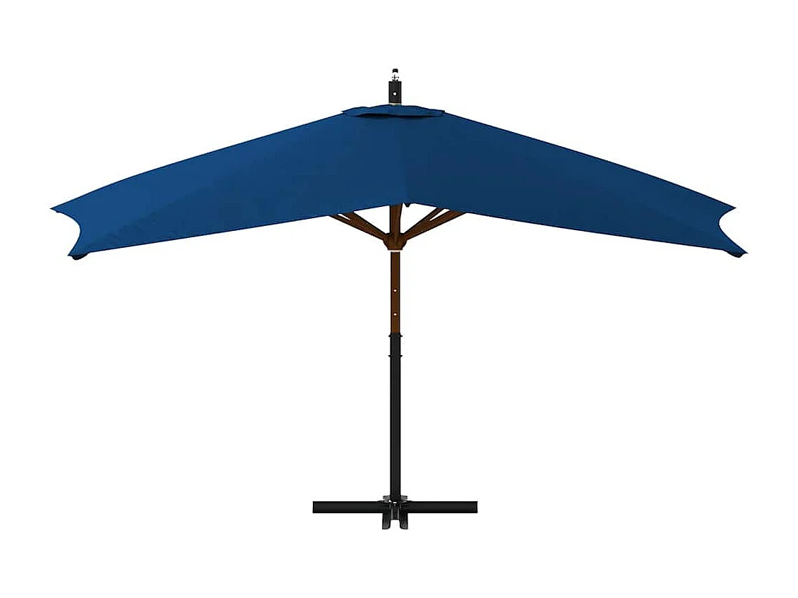 Tjerka  Parasol de jardin en porte-à-faux avec mât en bois bleu azuré