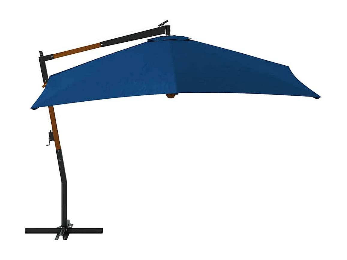 Tjerka  Parasol de jardin en porte-à-faux avec mât en bois bleu azuré