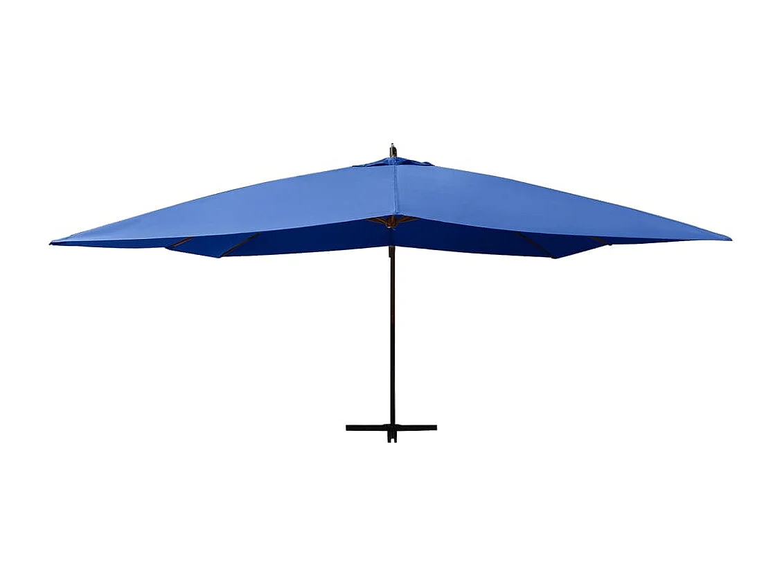 Tjerka  Parasol de jardin en porte-à-faux avec mât en bois bleu azuré