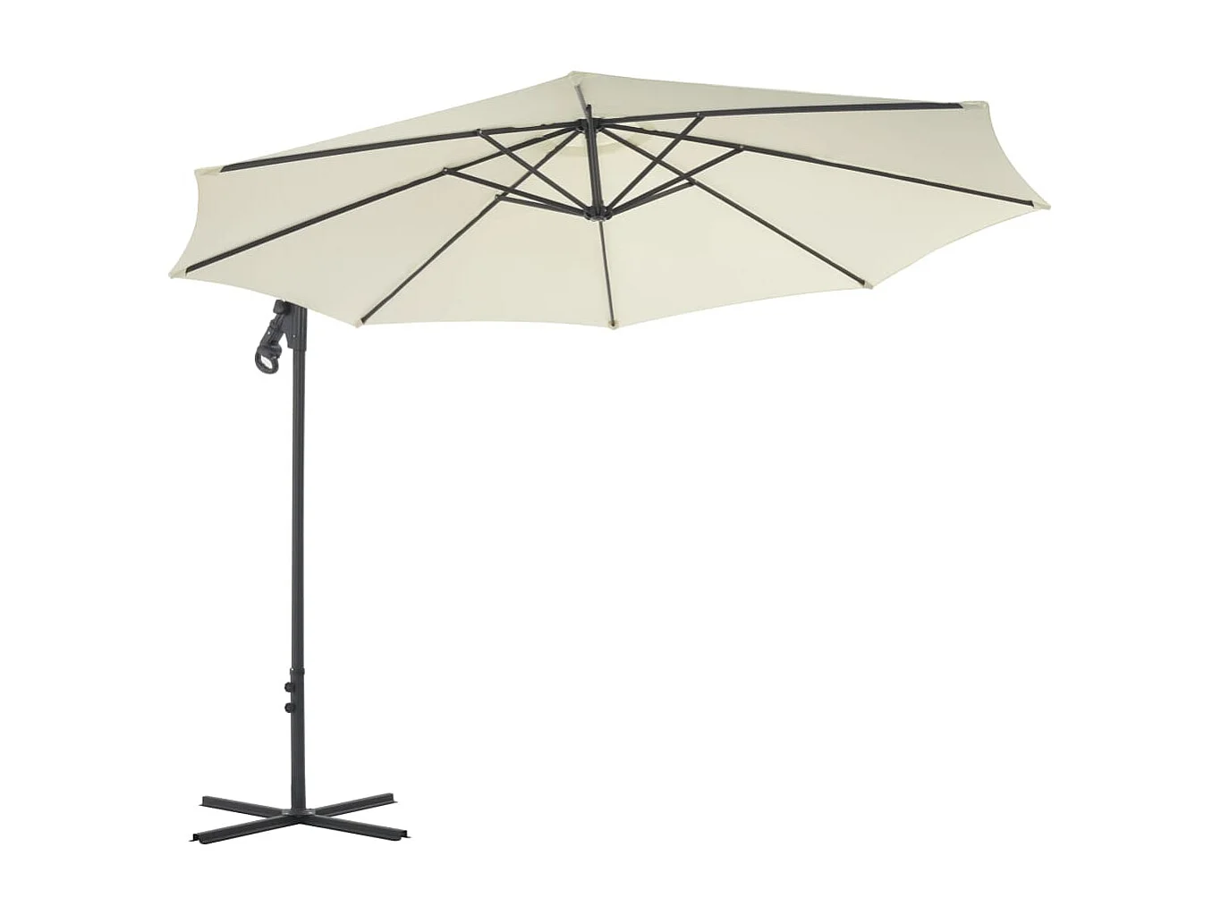 Øystan  Parasol de jardin en porte-à-faux avec poteau en acier sable