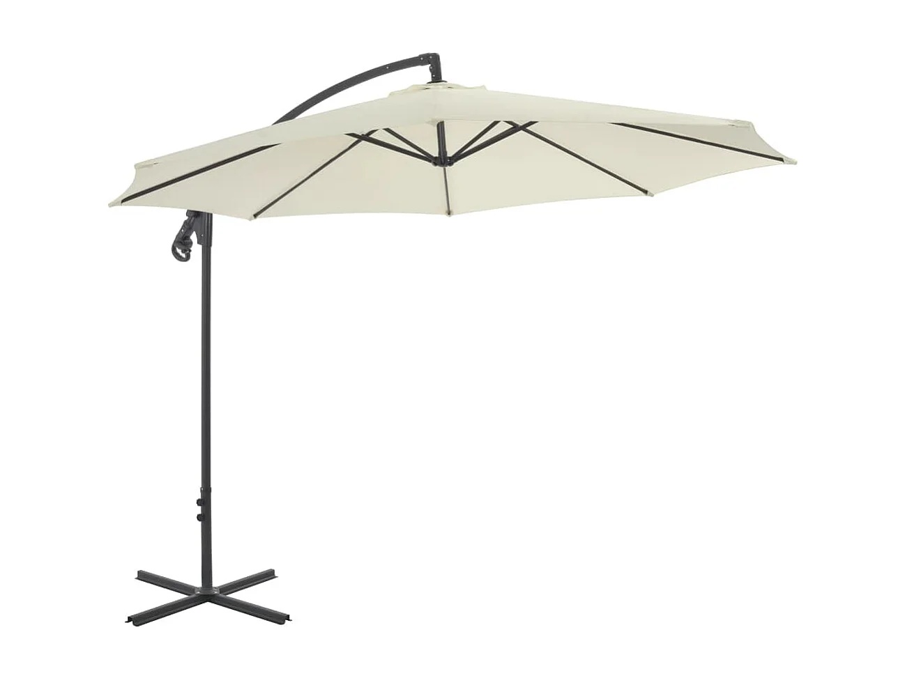 Øystan  Parasol de jardin en porte-à-faux avec poteau en acier sable