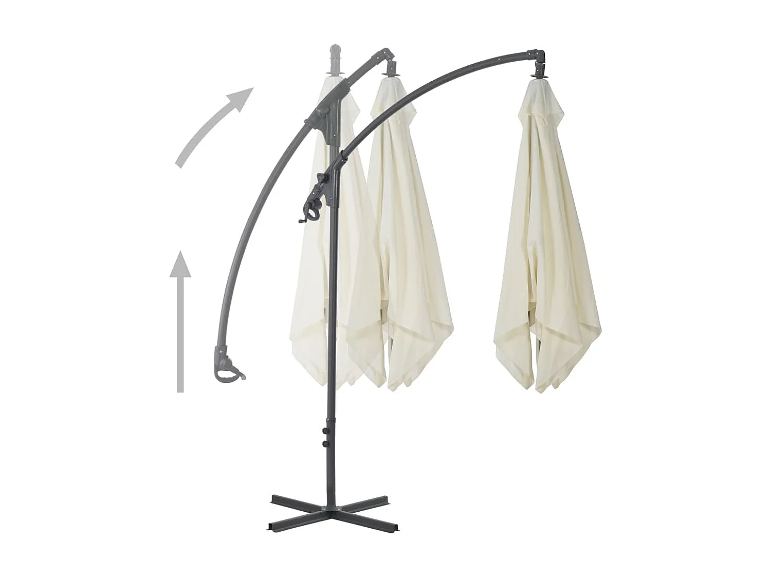 Øystan  Parasol de jardin en porte-à-faux avec poteau en acier sable