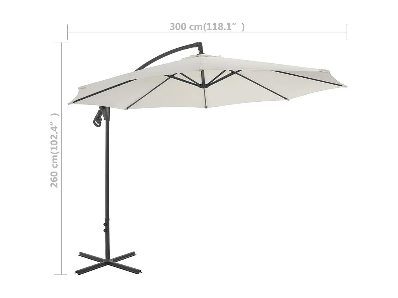 Øystan  Parasol de jardin en porte-à-faux avec poteau en acier sable