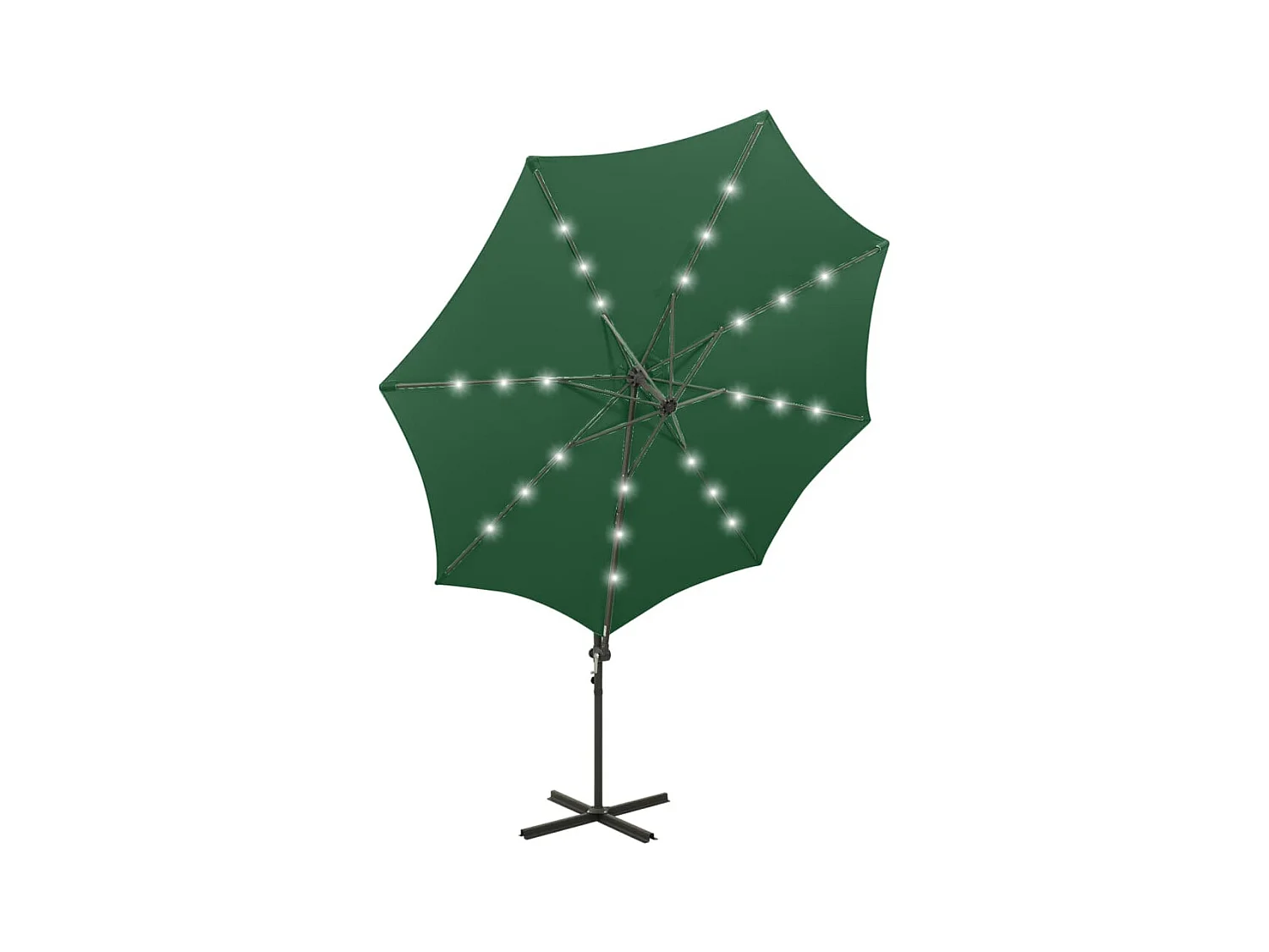 Ekin  Zweefparasol met paal en LED-verlichting 300 cm groen