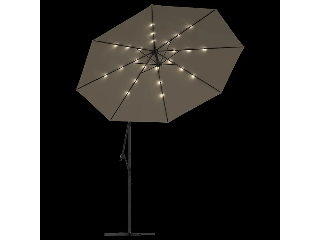 Carrickboy  Zweefparasol met LED-verlichting stalen paal 300 cm taupe