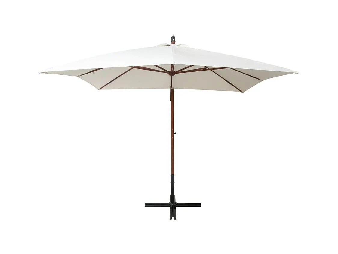 Gryndis  Parasol suspendu avec poteau en bois 300x300 cm blanc