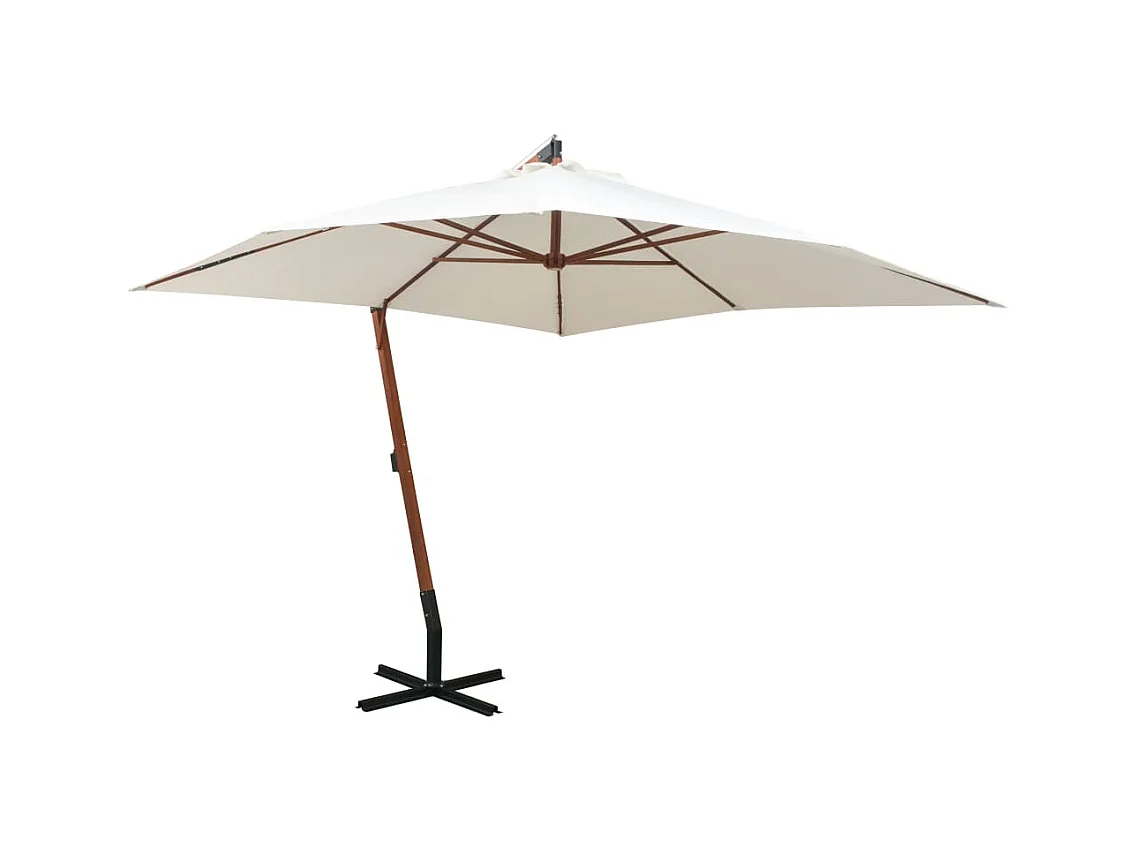 Gryndis  Parasol suspendu avec poteau en bois 300x300 cm blanc