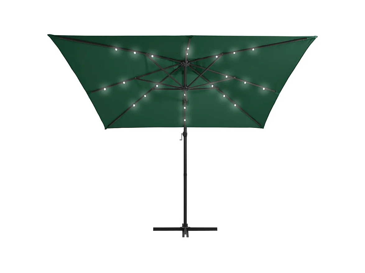 Xyral  Zweefparasol met LED en stalen paal 250x250 cm groen