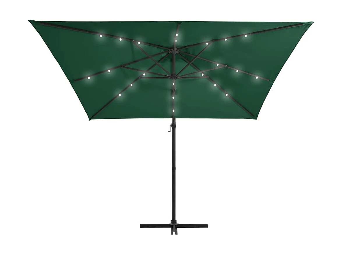 Xyral  Zweefparasol met LED en stalen paal 250x250 cm groen