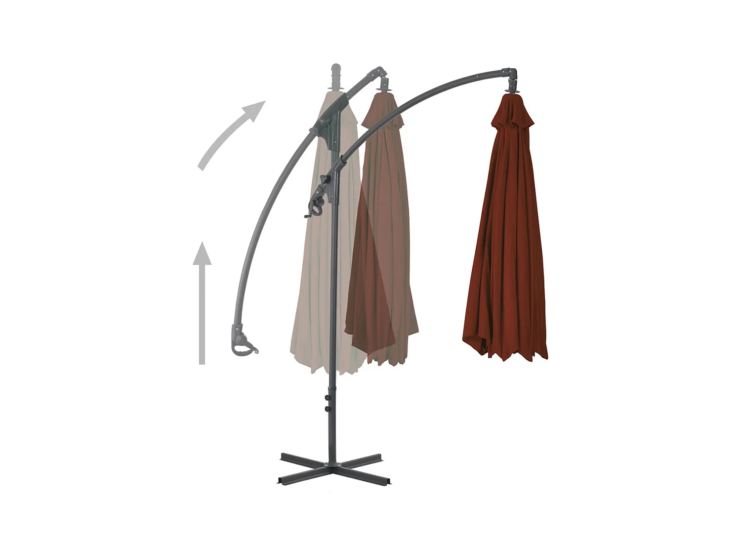 Sondre  Parasol de jardin en porte-à-faux avec mât en acier terre cuite