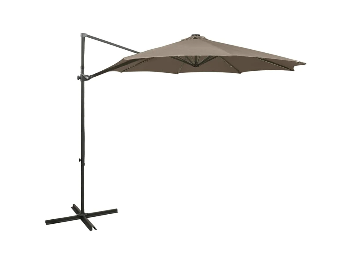 Ekin  Sombrilla de jardín voladiza con palo y luces LED taupe 300 cm