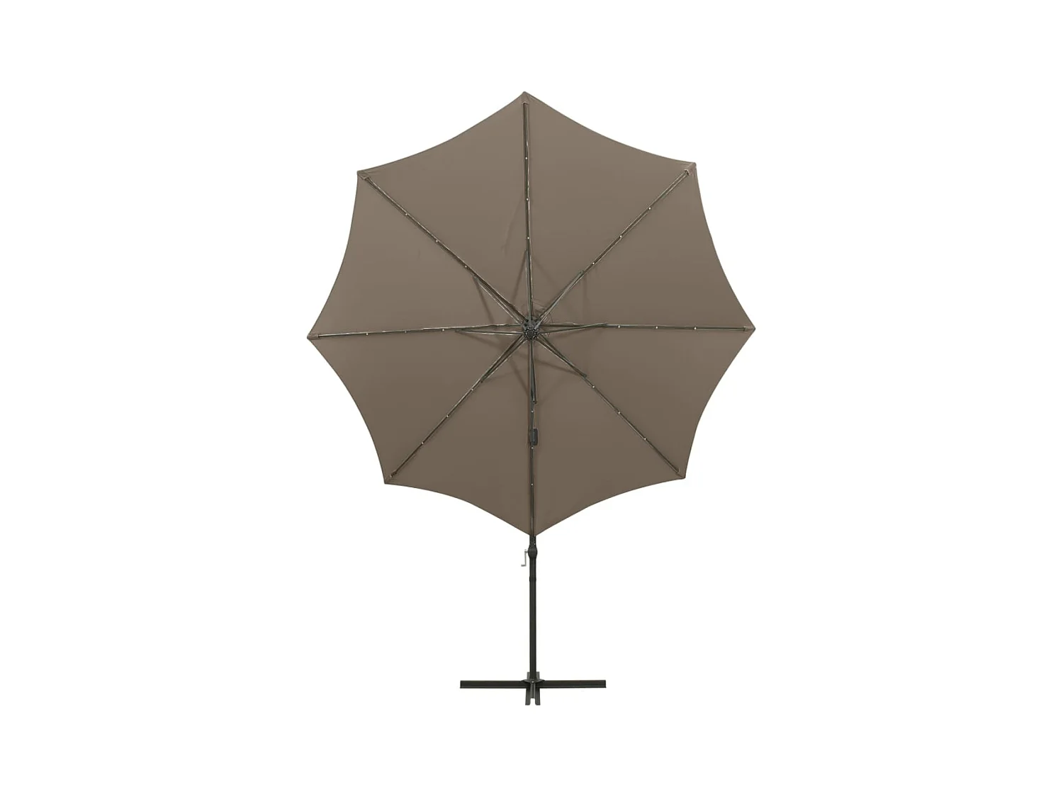 Ekin  Sombrilla de jardín voladiza con palo y luces LED taupe 300 cm
