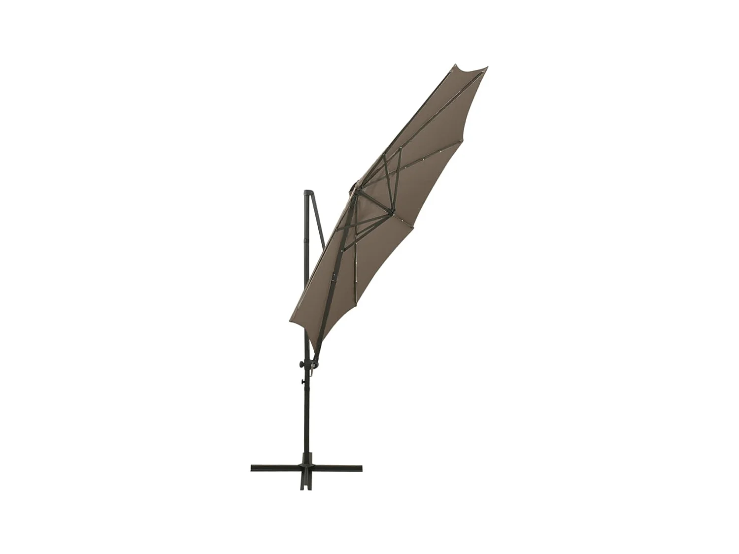 Ekin  Parasol de jardin en porte-à-faux et mât et lumières LED taupe