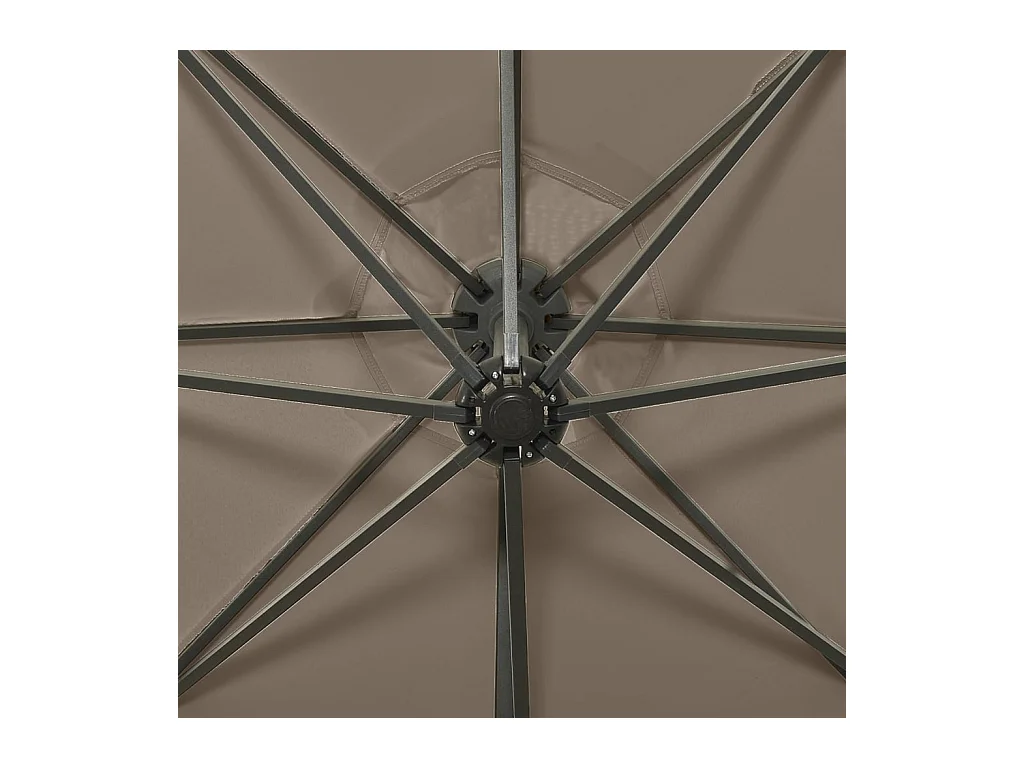 Ekin  Parasol de jardin en porte-à-faux et mât et lumières LED taupe