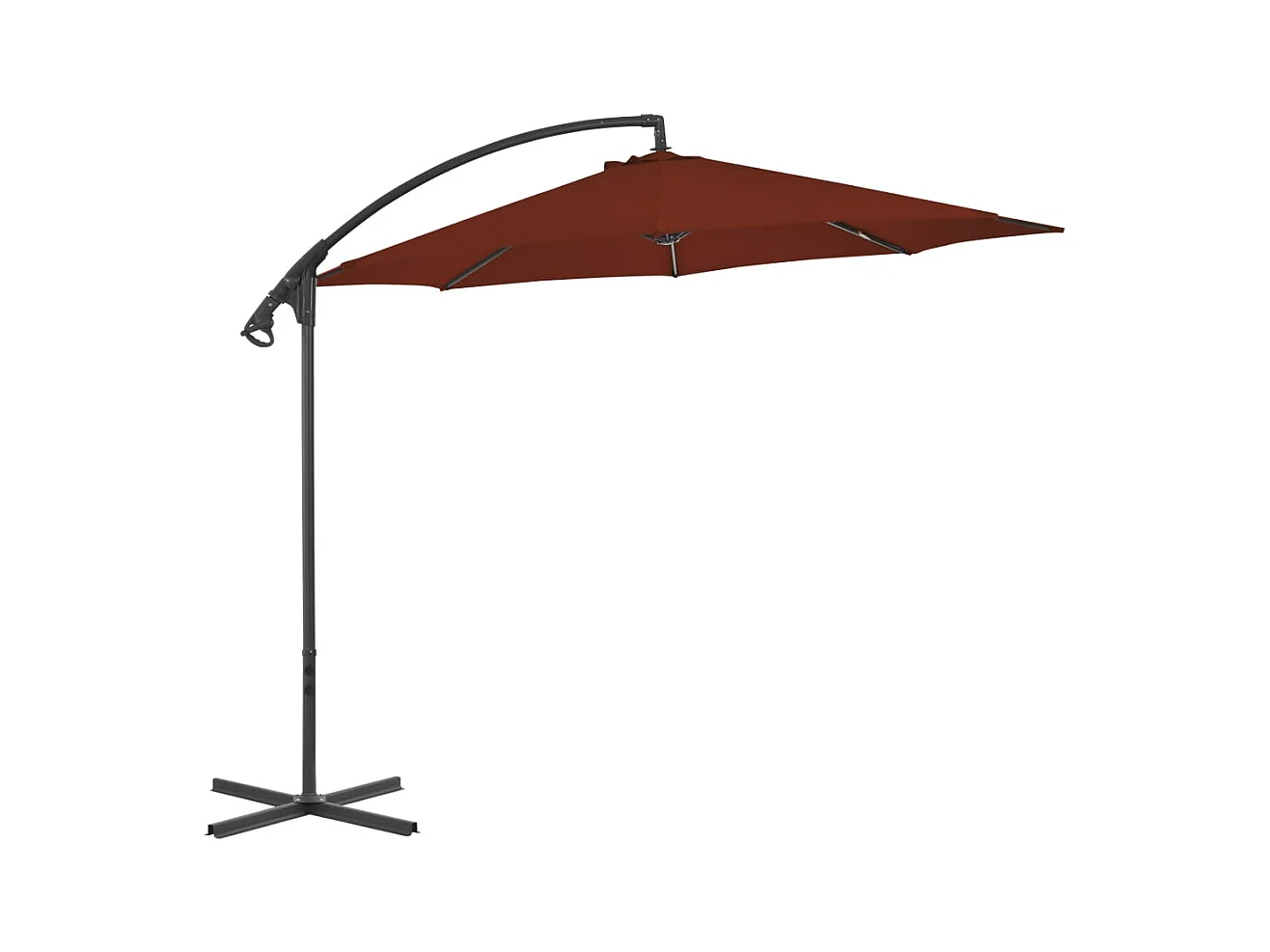 Øystan  Parasol de jardin en porte-à-faux avec mât en acier terre cuite
