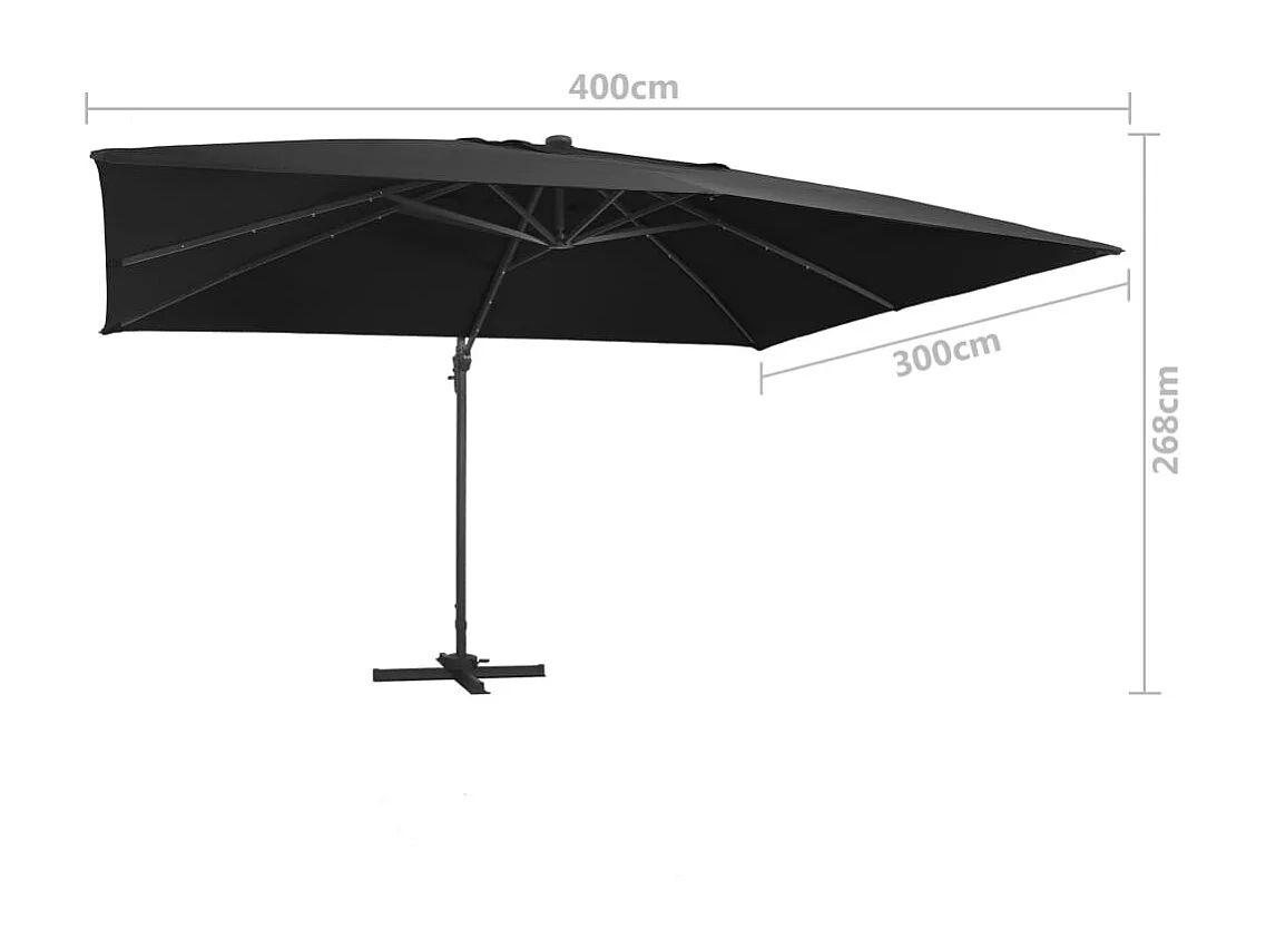Ersan  Parasol déporté avec lumières LED Aluminium 400x300 cm noir