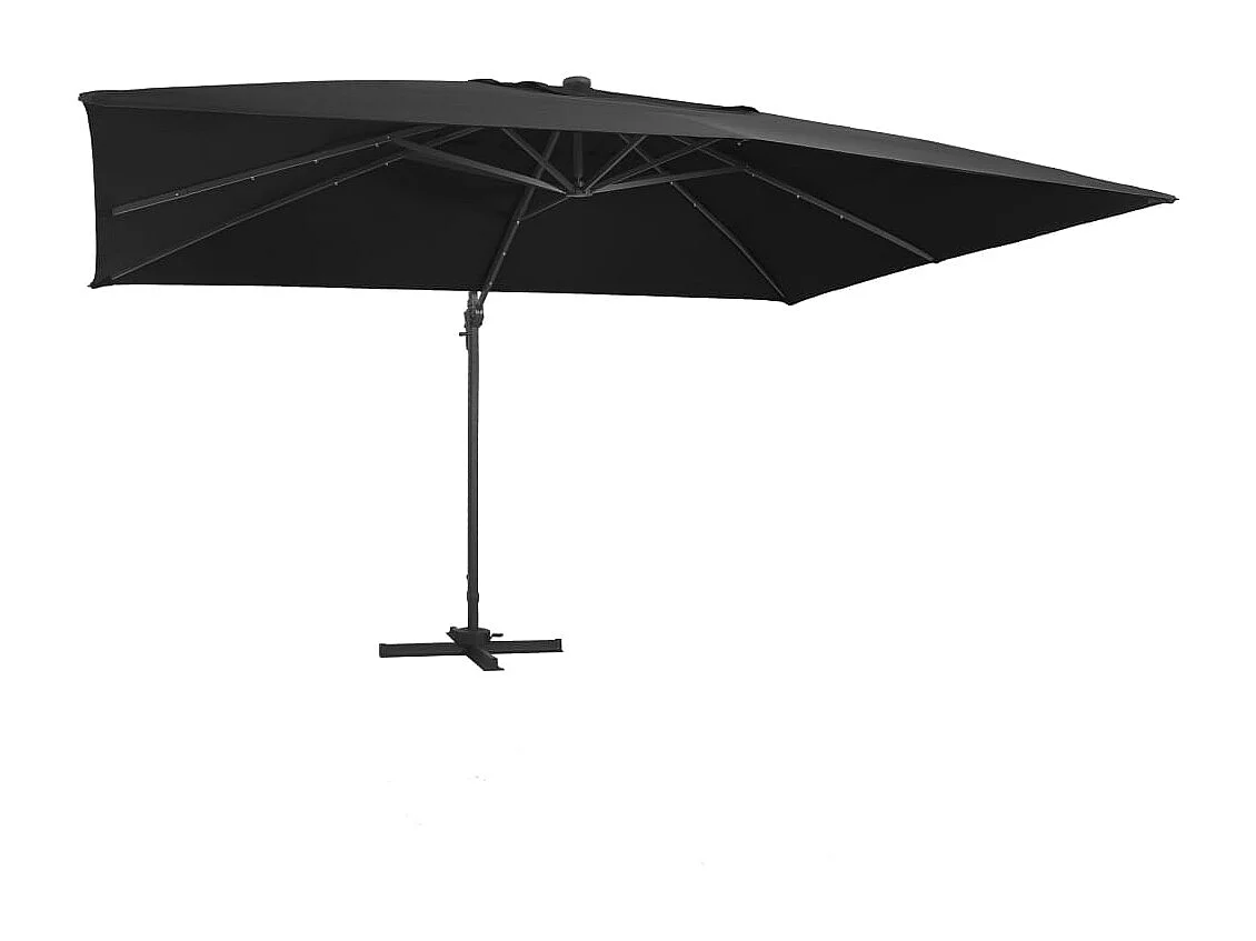 Ersan  Zweefparasol met LED-verlichting en paal 400x300 cm zwart