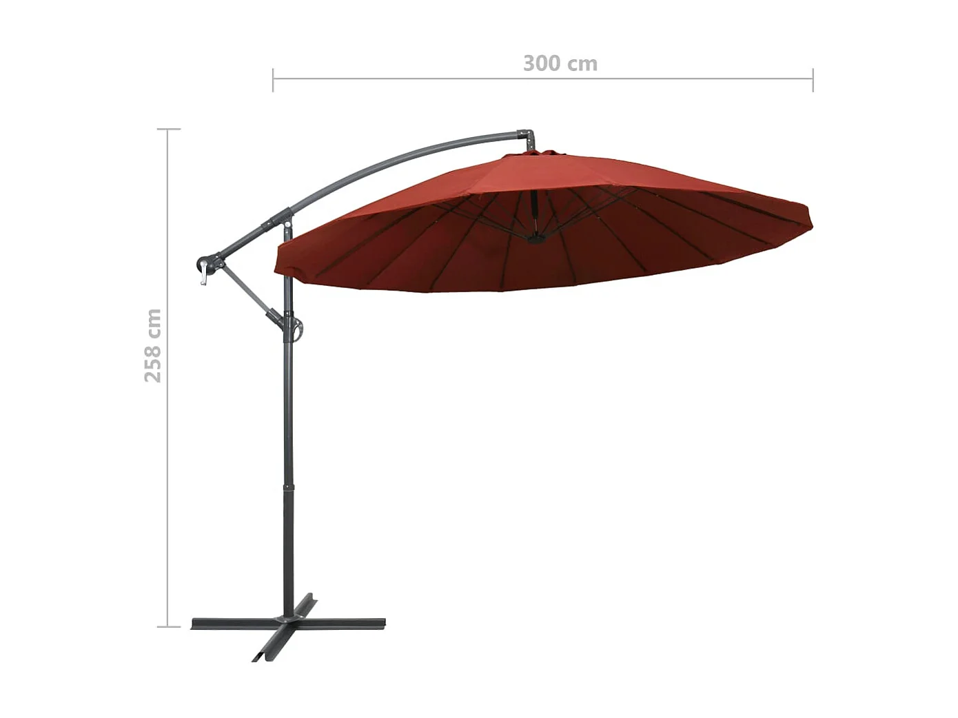 Lapua  Parasol suspendu avec poteau terre cuite 3 m