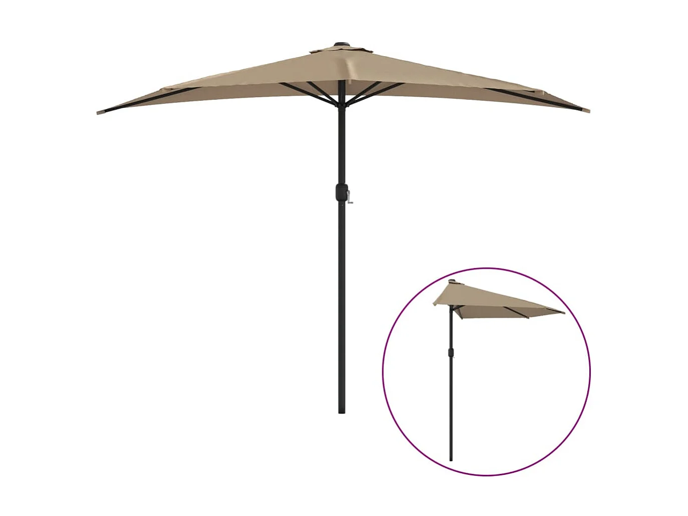 Prolenta Premium -  Parasol de balcon avec mât en aluminium Taupe 300x155 cm Demi