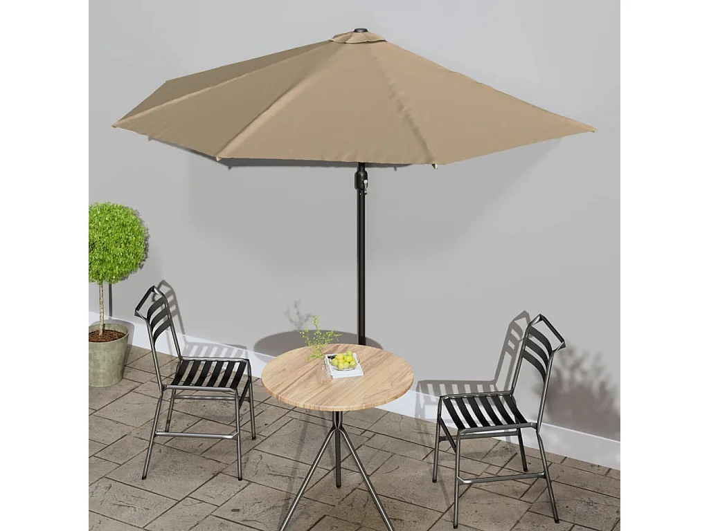 Prolenta Premium -  Parasol de balcon avec mât en aluminium Taupe 300x155 cm Demi