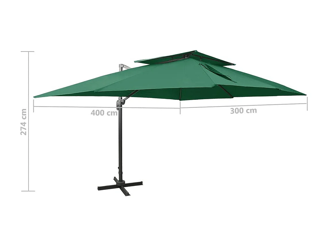 Zuienkerke  Parasol de jardin en porte-à-faux avec double toit vert