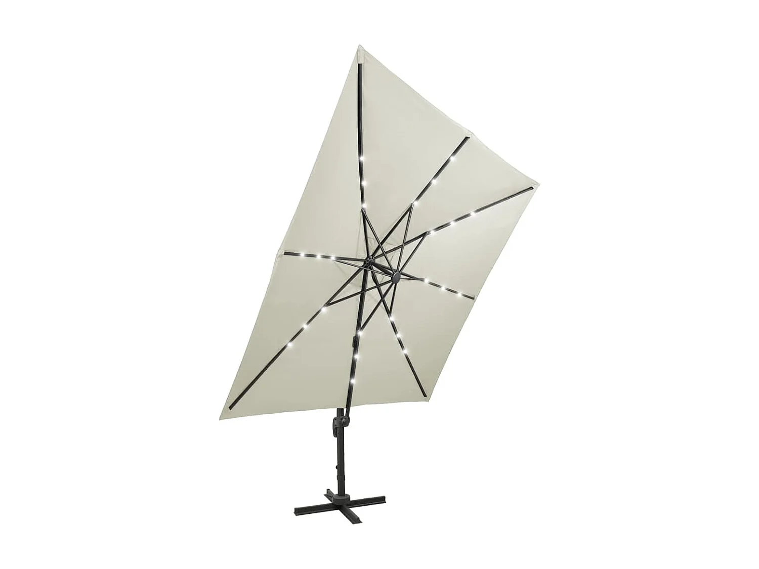 Filendra  Zweefparasol met paal en LED-verlichting 300 cm zandkleurig